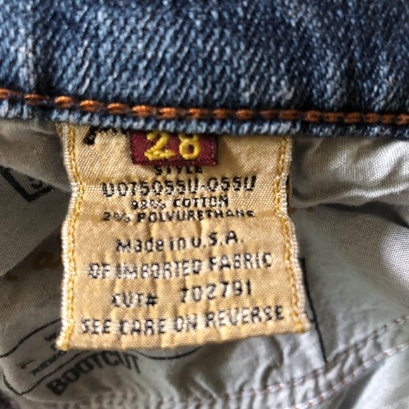 7Fam Cut-off Denim Shorts Size 28 Repurposed Frayed - Picture 9 of 11